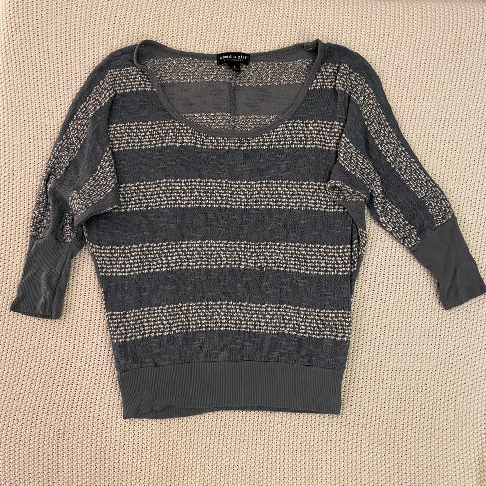 About A Girl Knit Top in Gray and Cream